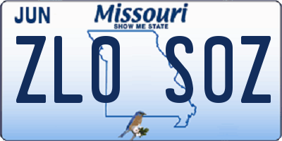 MO license plate ZL0S0Z
