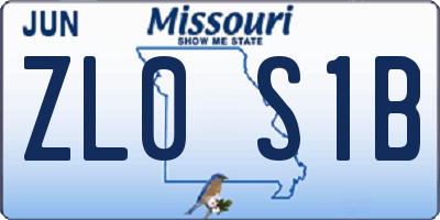 MO license plate ZL0S1B