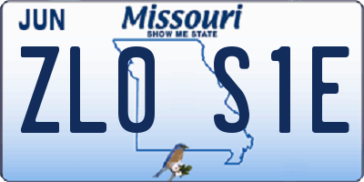 MO license plate ZL0S1E