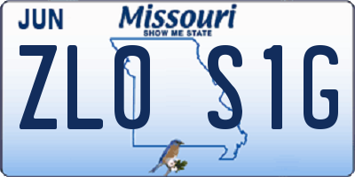 MO license plate ZL0S1G