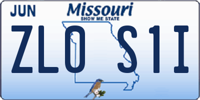 MO license plate ZL0S1I