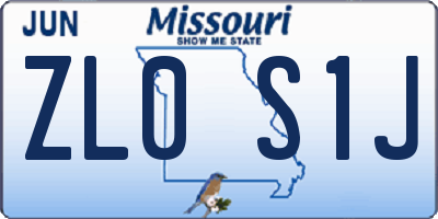 MO license plate ZL0S1J