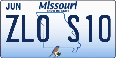 MO license plate ZL0S1O