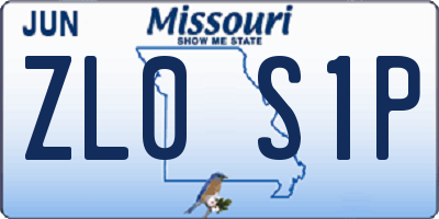 MO license plate ZL0S1P