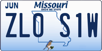 MO license plate ZL0S1W