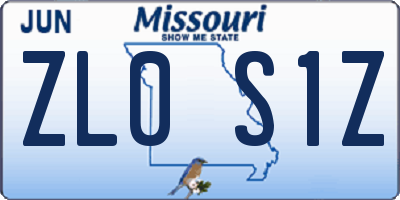 MO license plate ZL0S1Z