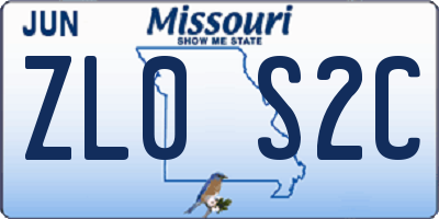 MO license plate ZL0S2C