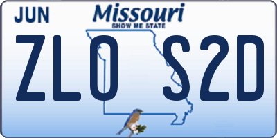 MO license plate ZL0S2D