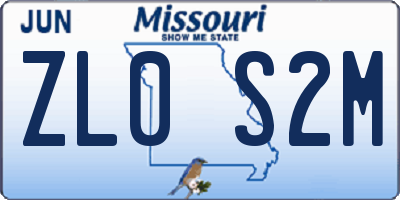 MO license plate ZL0S2M