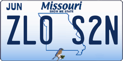 MO license plate ZL0S2N