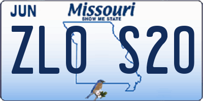 MO license plate ZL0S2O