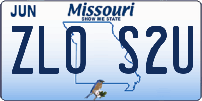 MO license plate ZL0S2U