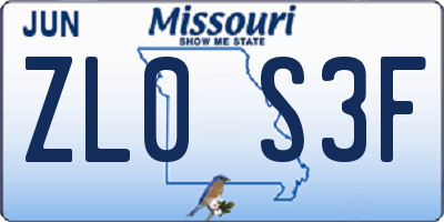 MO license plate ZL0S3F