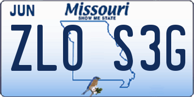 MO license plate ZL0S3G