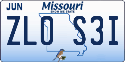 MO license plate ZL0S3I