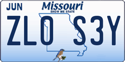 MO license plate ZL0S3Y