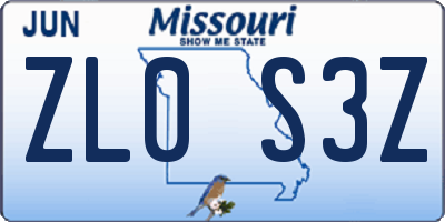 MO license plate ZL0S3Z