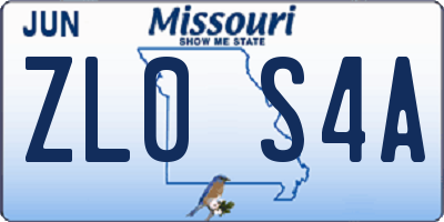 MO license plate ZL0S4A