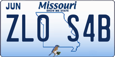MO license plate ZL0S4B