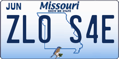 MO license plate ZL0S4E