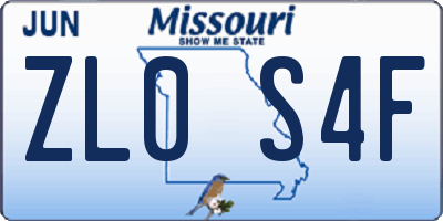 MO license plate ZL0S4F