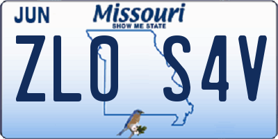 MO license plate ZL0S4V
