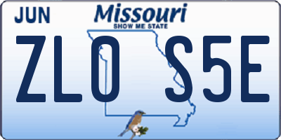 MO license plate ZL0S5E