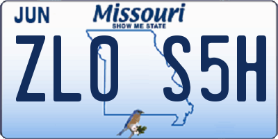 MO license plate ZL0S5H
