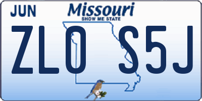 MO license plate ZL0S5J