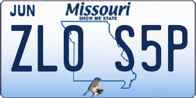 MO license plate ZL0S5P
