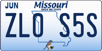 MO license plate ZL0S5S