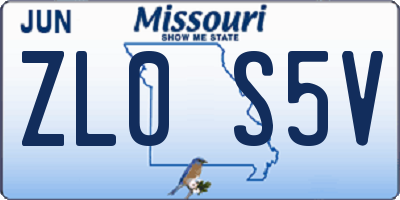 MO license plate ZL0S5V