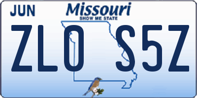 MO license plate ZL0S5Z