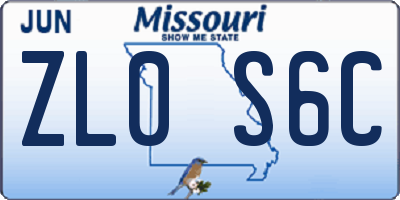 MO license plate ZL0S6C