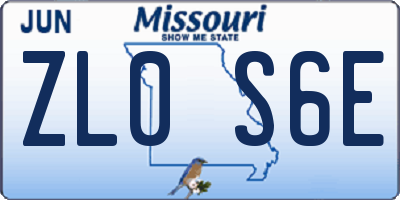 MO license plate ZL0S6E