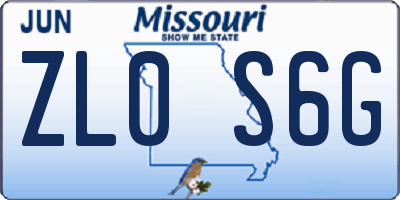 MO license plate ZL0S6G