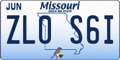 MO license plate ZL0S6I