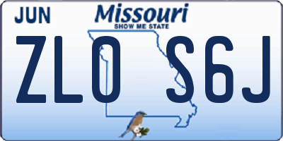 MO license plate ZL0S6J