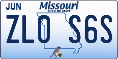 MO license plate ZL0S6S