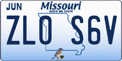 MO license plate ZL0S6V