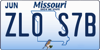 MO license plate ZL0S7B