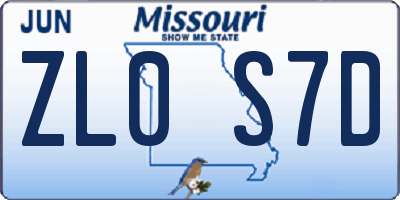 MO license plate ZL0S7D