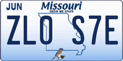 MO license plate ZL0S7E