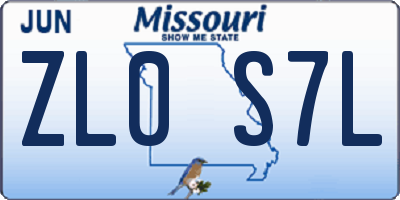 MO license plate ZL0S7L