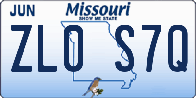 MO license plate ZL0S7Q