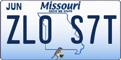 MO license plate ZL0S7T