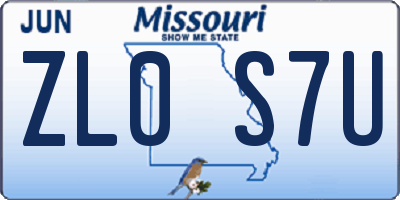 MO license plate ZL0S7U