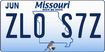 MO license plate ZL0S7Z