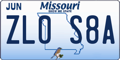 MO license plate ZL0S8A