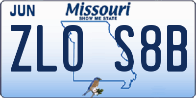 MO license plate ZL0S8B